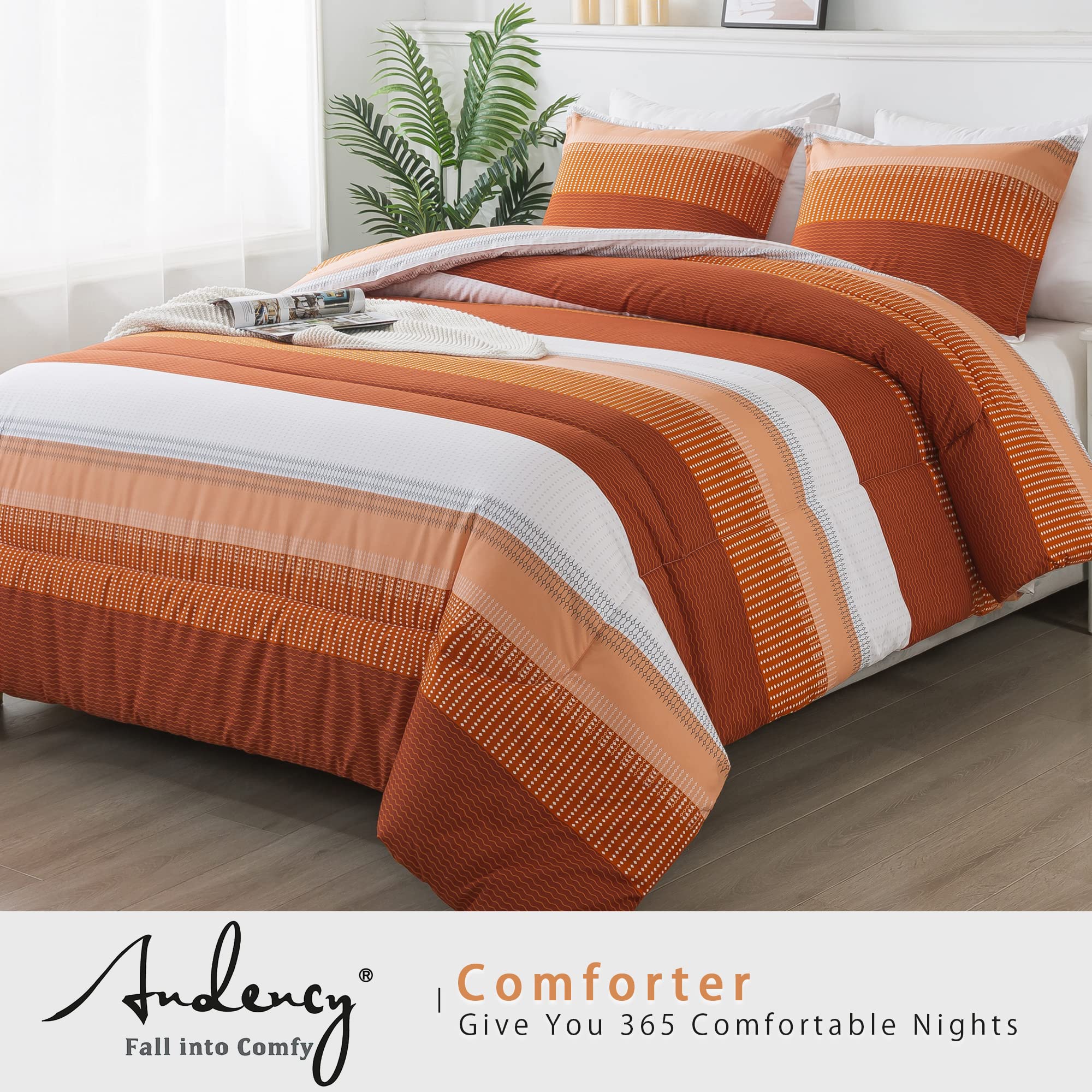 Amazon.com: Andency Stripe Comforter Set Full Size (79x90 Inch), 3